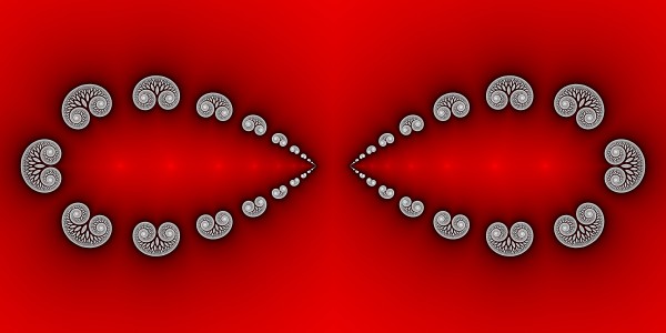 Fractal eyes on red background by CiddiBiri